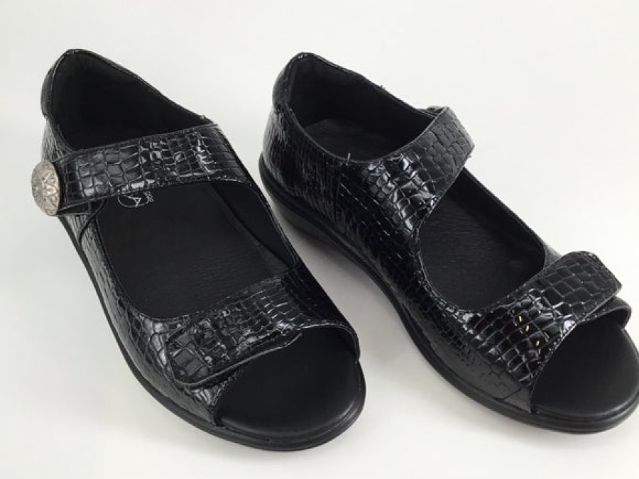 Sandals Tango's Shoes | Via Nova Lite Dakin Black Croc